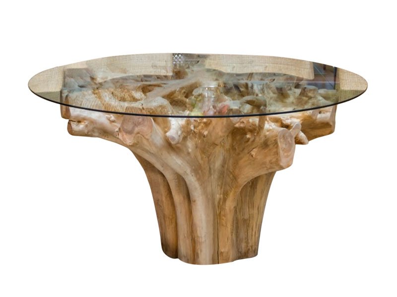 Glasstop Driftwood Root Table, Driftwood Dining Table Round