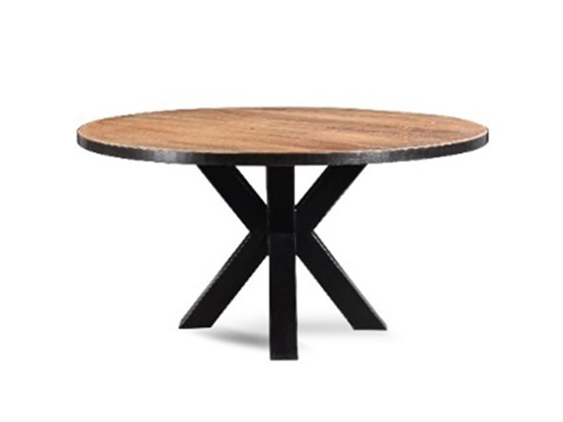 Wooden Round Table Top | Double X Frame Metal Legs - Tables and Benches