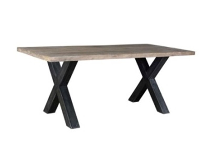 X Shaped Steel Legs Wooden Top Table, Wooden Table Leg Designs