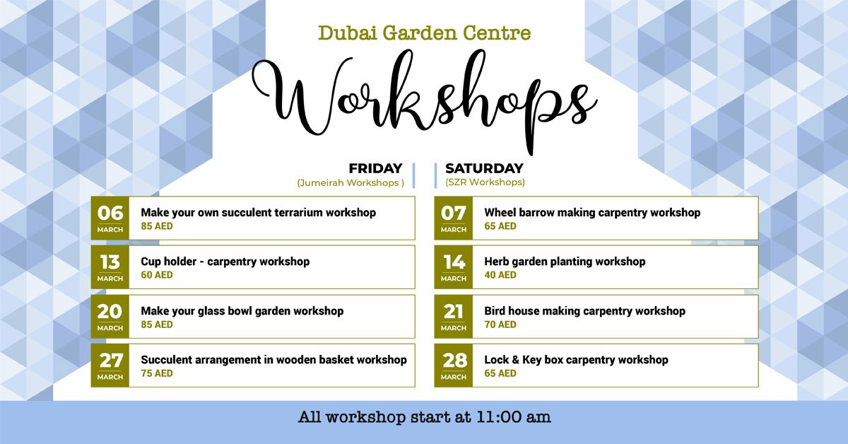 Dubai Garden Centre Events list for March